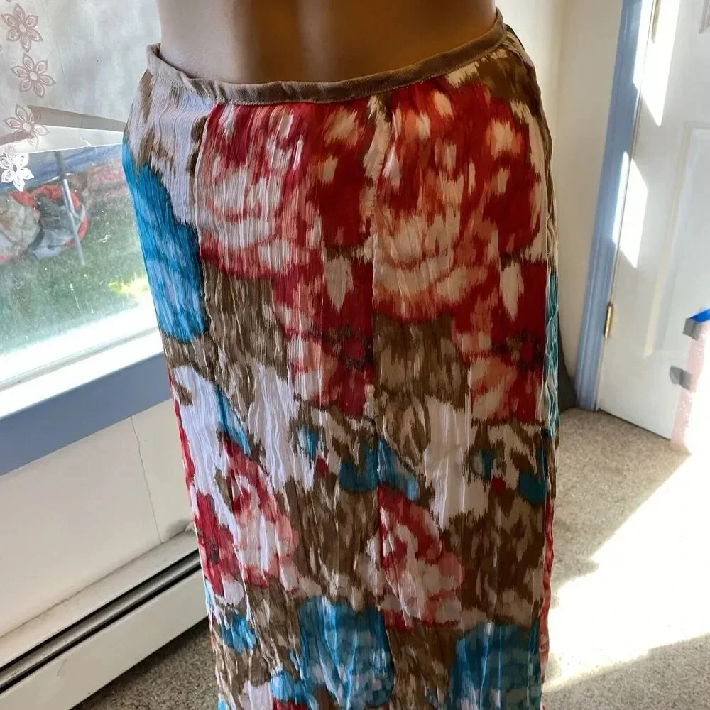 Cj Banks Multicolor Chiffon Lined Midi Skirt 1/4 Zip Cottagecore Lady 20W Fairy